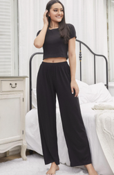 Einfarbige Kurzarmhose Freizeitanzug Homewear Pyjama